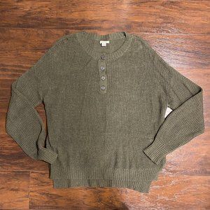 American Eagle Oversized Knit Henley Sweater